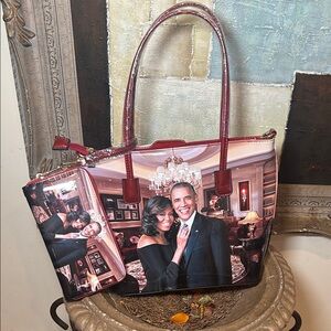 Barack and Michelle custom Elegant Multicolor Women's Tote Bag w/ wallet